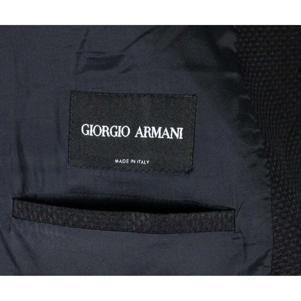 $2995 Giorgio Armani Blazer 42 R (52 EU) Silk Black One Button Shawl Lapel Italy